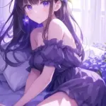 Ảnh anime gái xinh quyến rũ bên hoa oải hương thiếu nữ xinh đẹp ngọt ngào