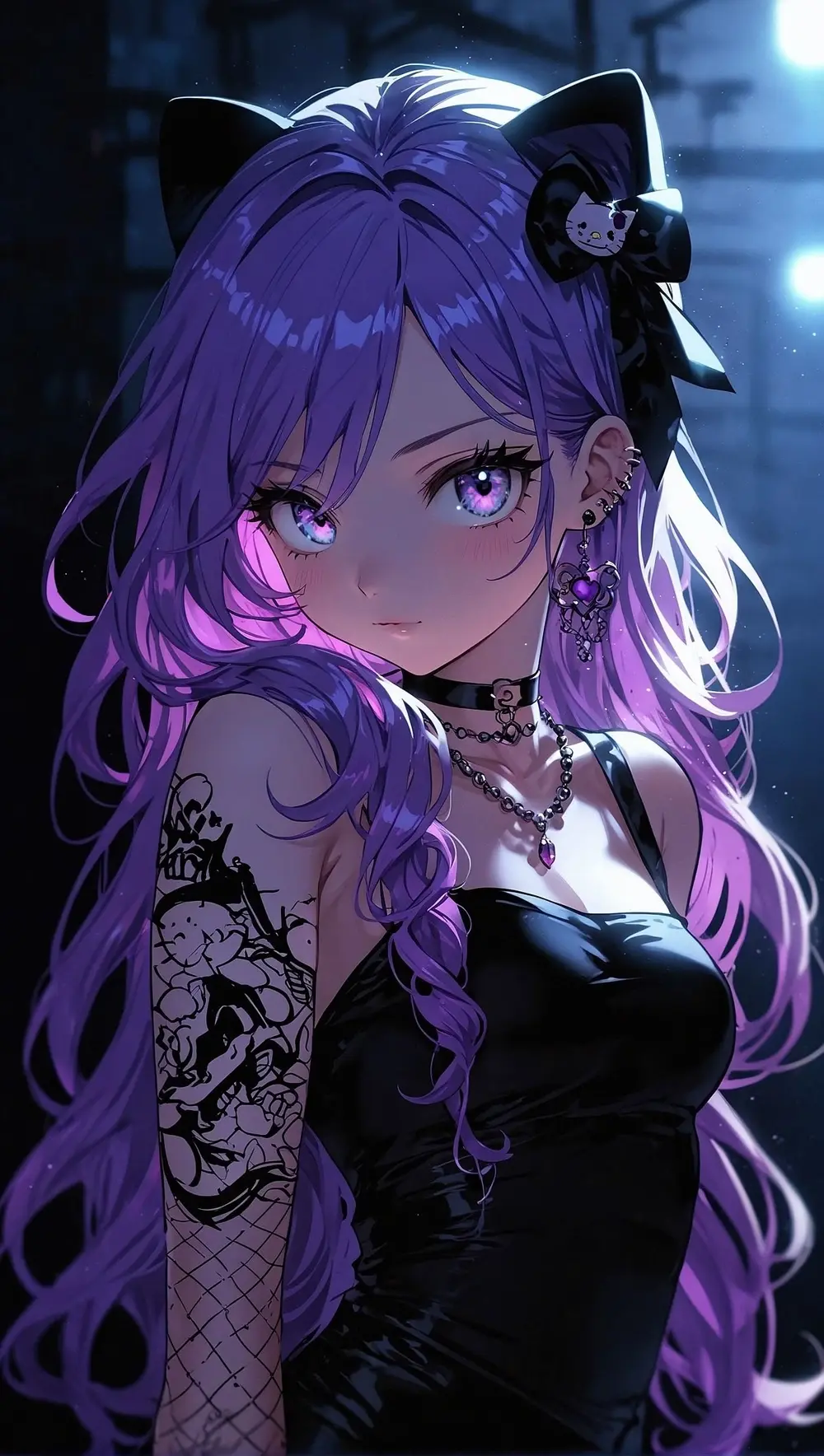 Ảnh anime gái xinh thiếu nữ tóc tím quyến rũ vẻ đẹp động lòng người