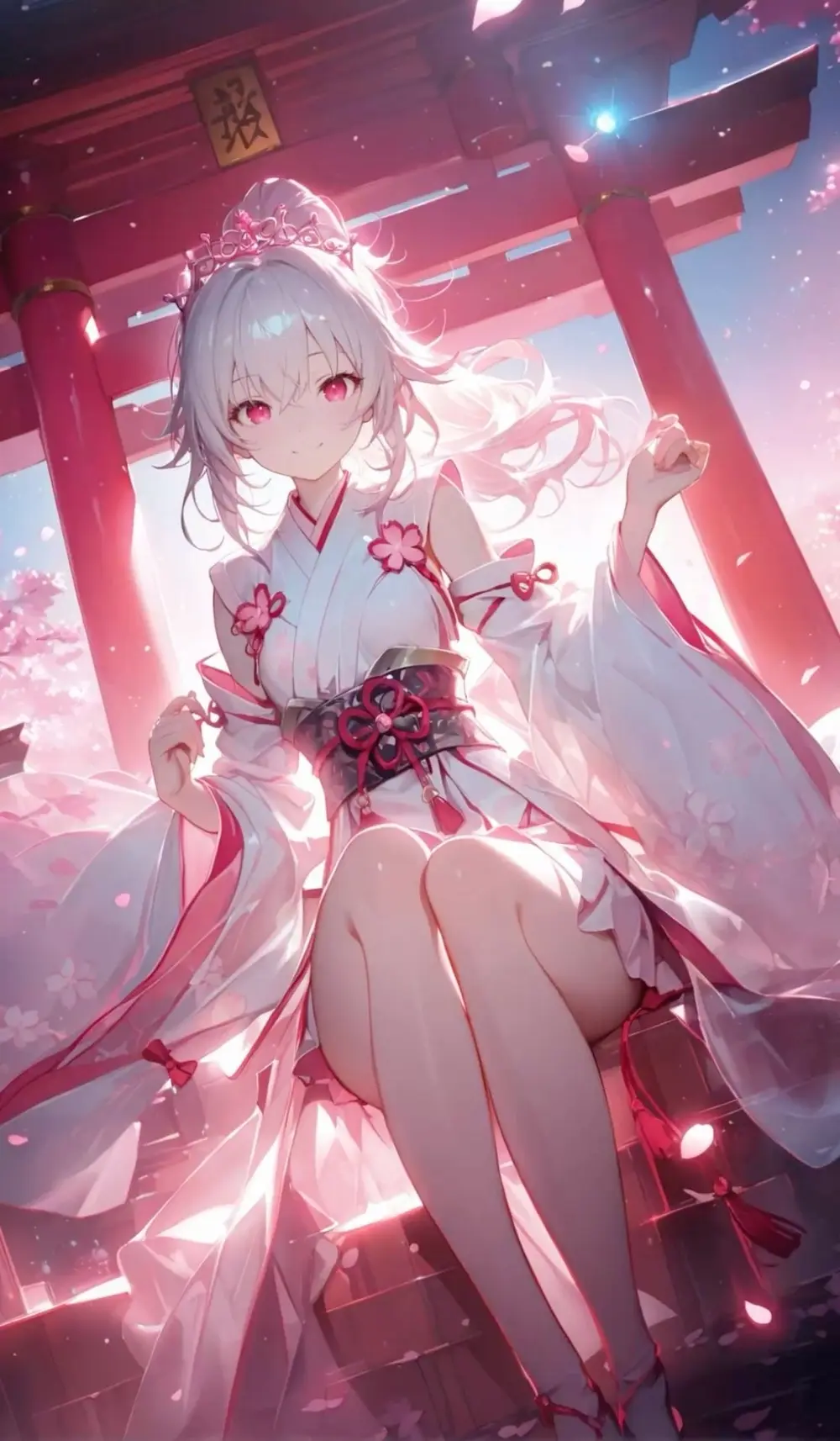 Ảnh anime gái xinh thiếu nữ tuyệt đẹp trong kimono trắng tinh khôi