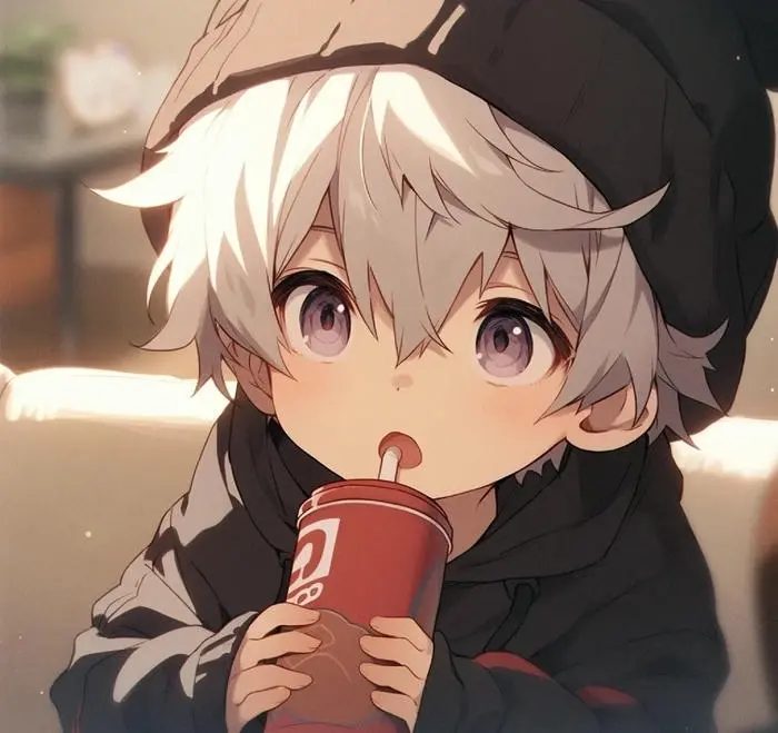 Ảnh anime nam ngầu cute chàng trai dễ thương tinh nghịch uống cocacola
