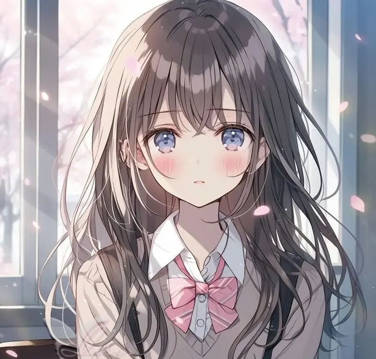 Ảnh anime nữ sinh đáng yêu cô gái anime xinh xắn dịu dàng