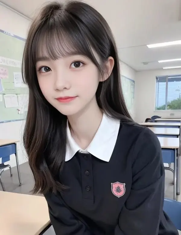 Ảnh anime nữ sinh xinh tươi dễ thương trong lớp học