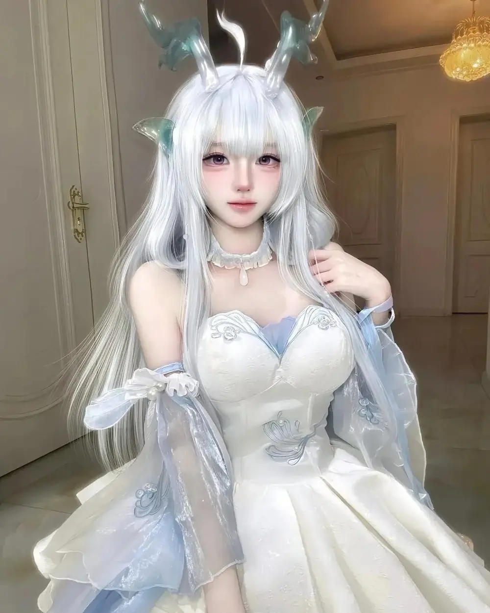 Ảnh cosplay anime xinh đẹp với trang phục nàng tiên trắng tinh tế