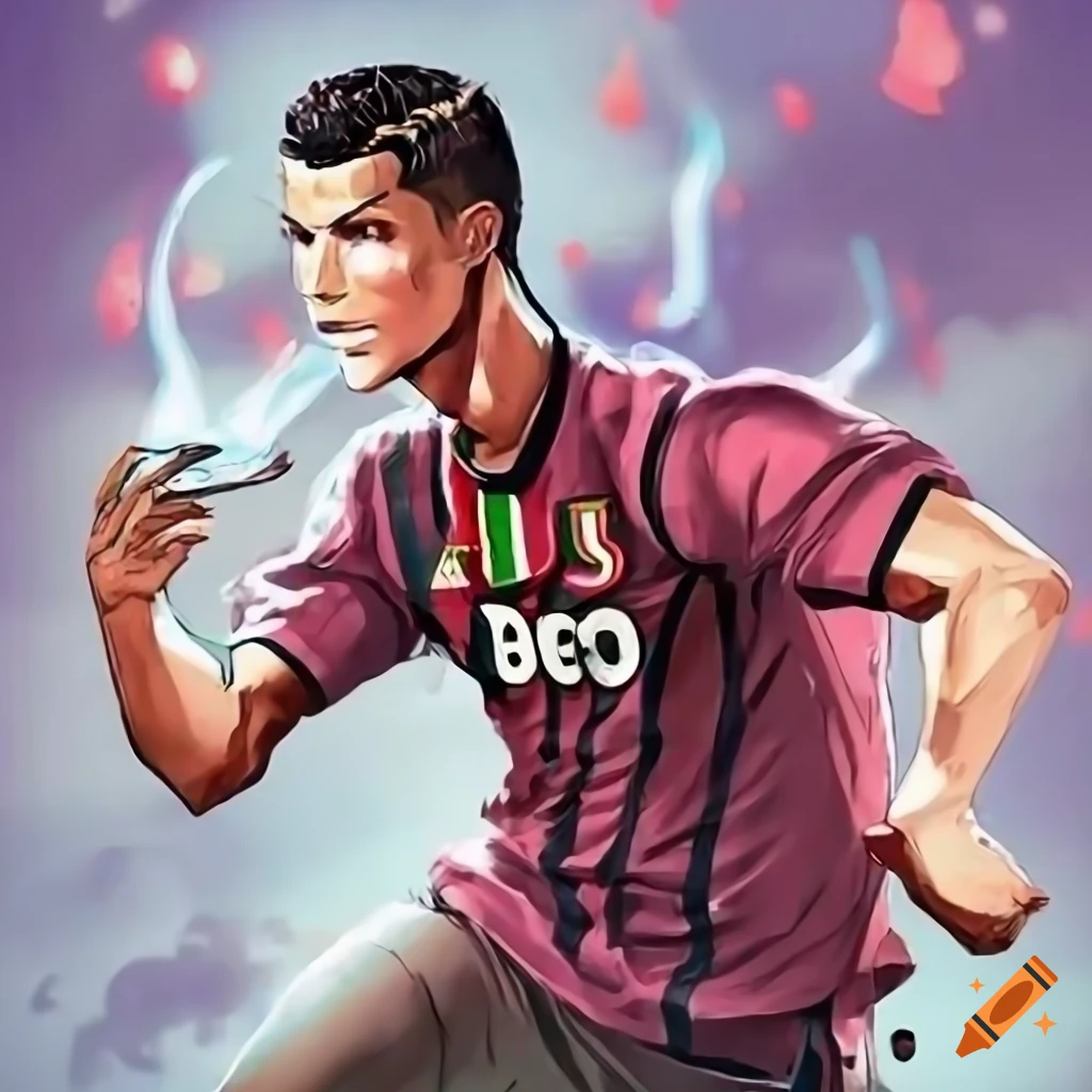 Ảnh ronaldo anime phong cách hoạt hình thể thao năng động