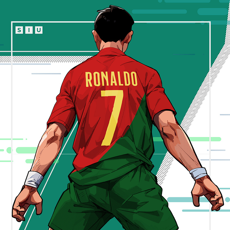 Ảnh ronaldo phong cách anime hiện đại thể hiện sức mạnh