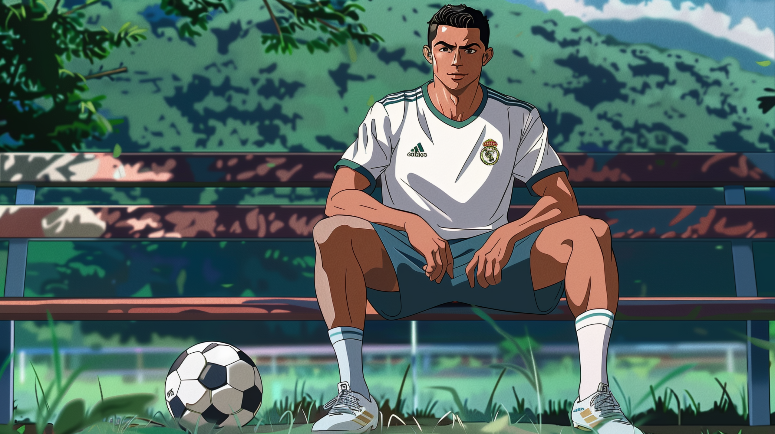Ảnh ronaldo phong cách anime hiện đại tươi sáng