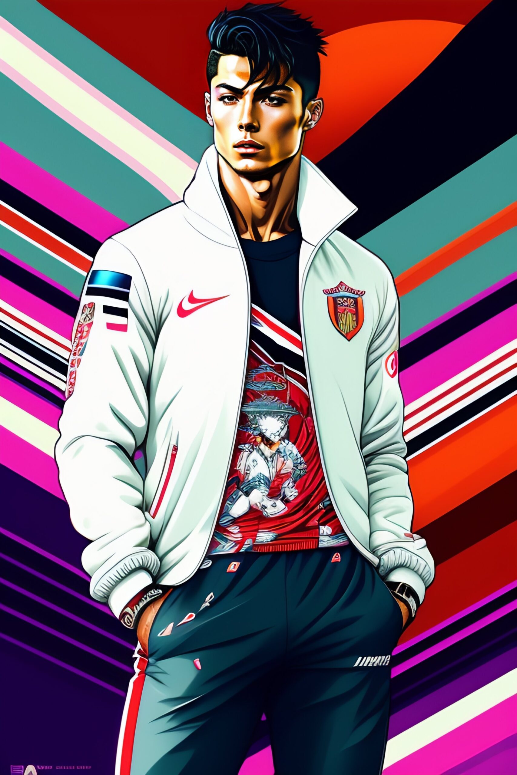 Ảnh ronaldo phong cách anime mạnh mẽ tranh vẽ hoạt hình