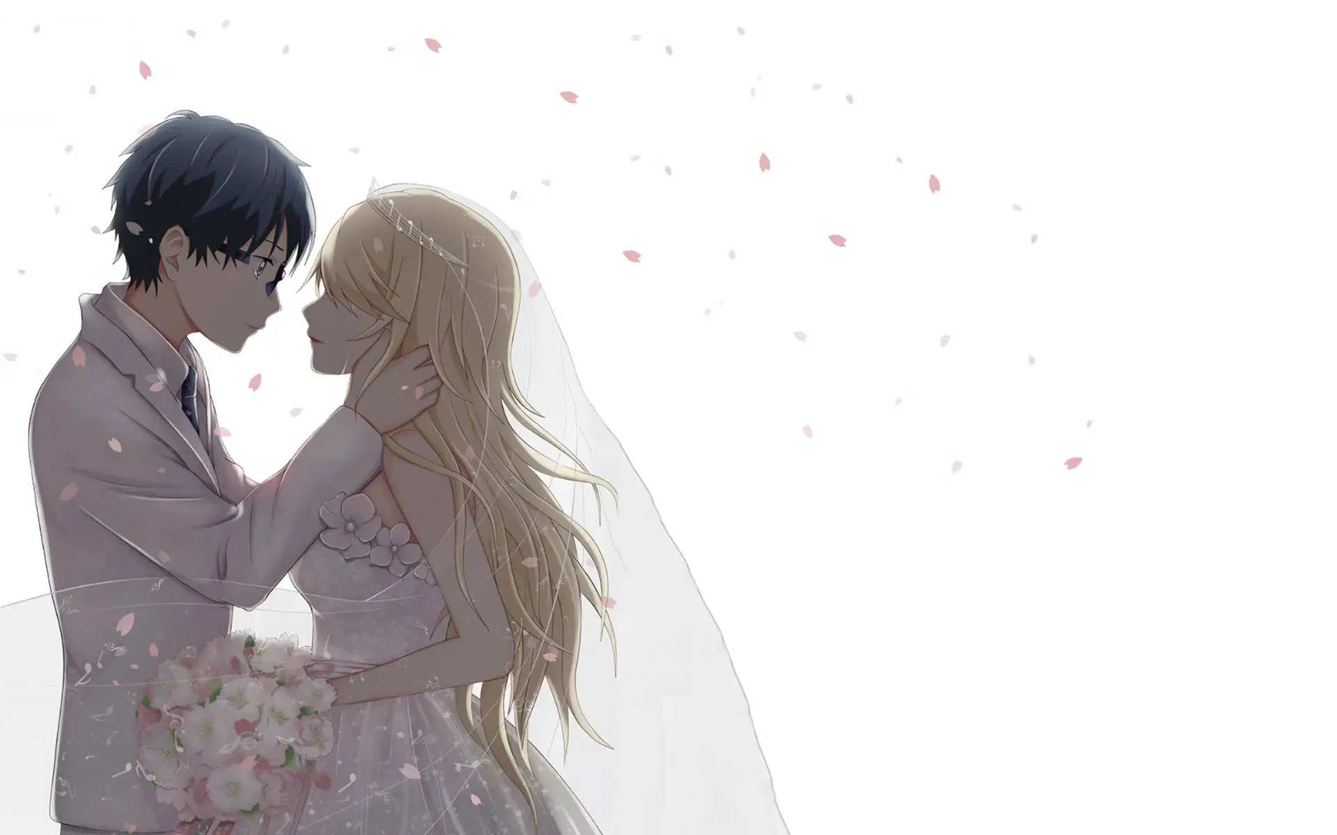 Cặp đôi anime trao nhau lời thề hạnh phúc trong buổi lễ cưới lãng mạn