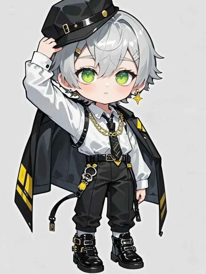 Chàng trai anime phong cách ngầu đáng yêu hình vẽ chibi dễ thương