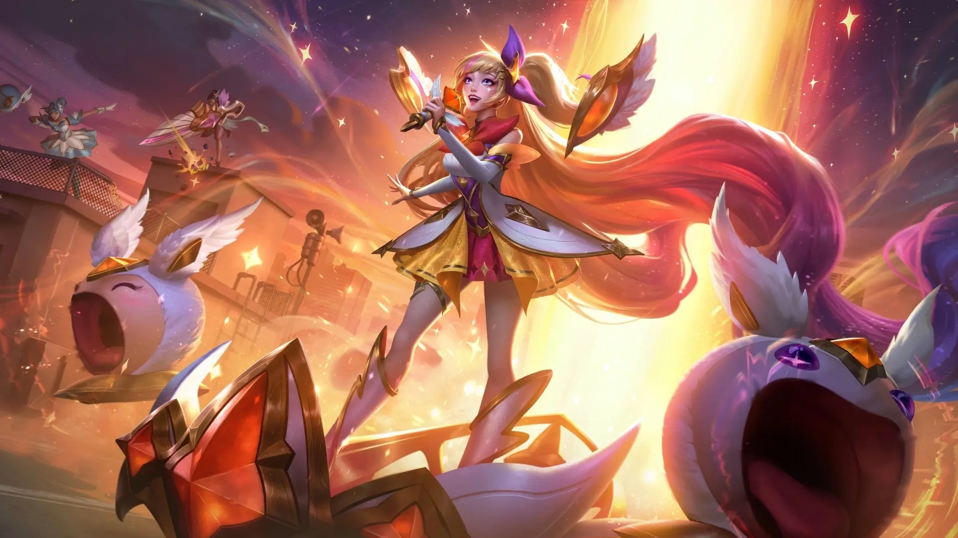 Hình nền lol star guardian lộng lẫy với lux và các tướng hỗ trợ