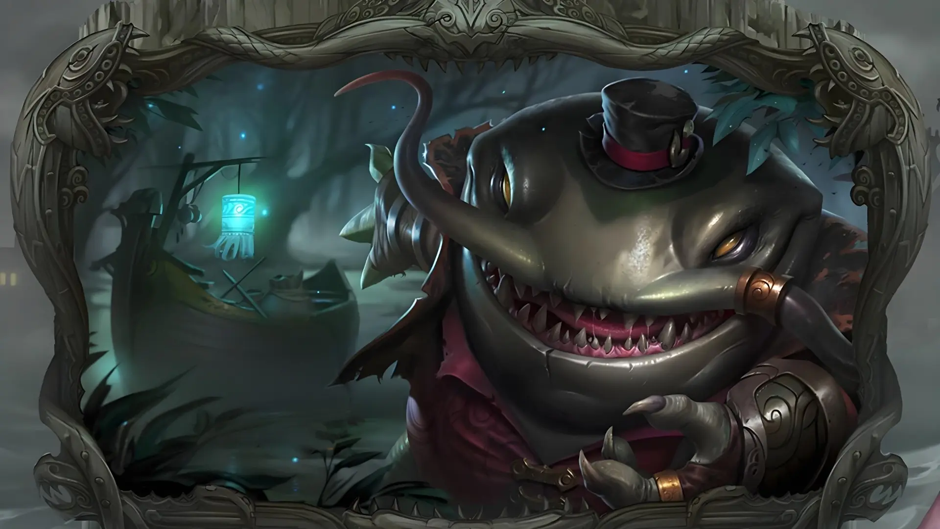 Hình nền tahm kench cá chép khổng lồ trong khung tranh cổ điển