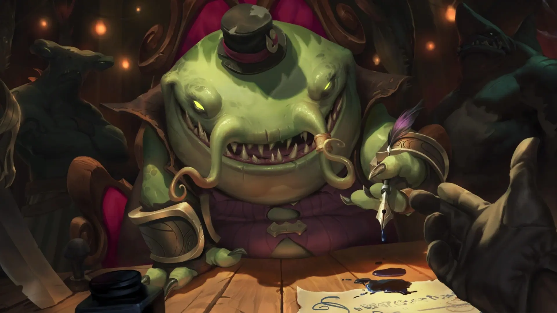 Hình nền tahm kench quái vật thủy quái viết thư phong cách độc đáo