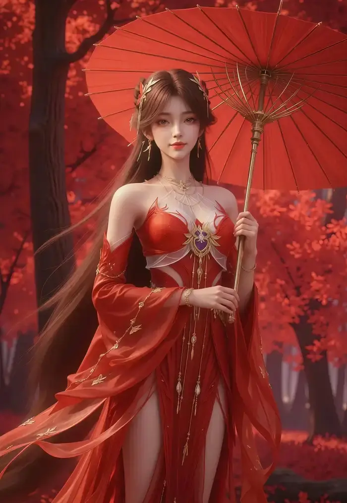 Hỏa linh nhi quyến rũ bên nón đỏ mỹ nhân tuyệt sắc động lòng người