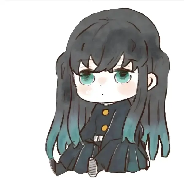 Muichirou kimetsu chibi dễ thương với đôi mắt xanh biếc