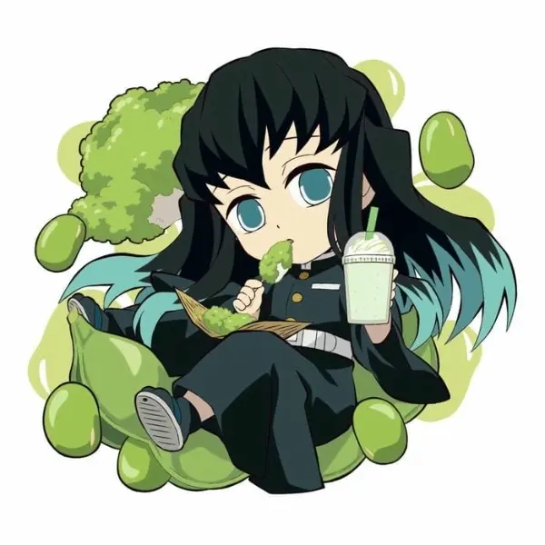 Muichirou kimetsu thư thái thưởng thức chè xanh cùng hình ảnh cột sương