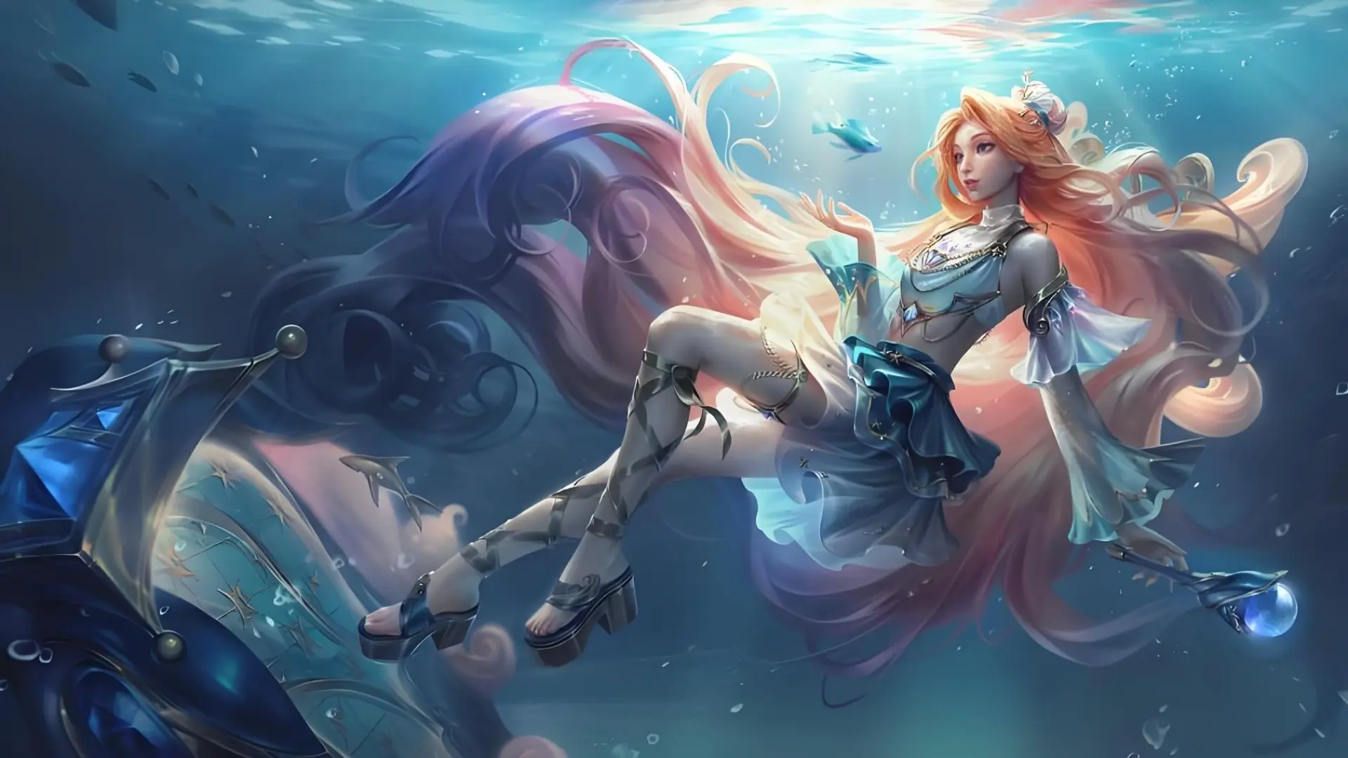 Nami lol đẹp mê hoặc dưới đáy biển sâu phông nền game tuyệt đẹp