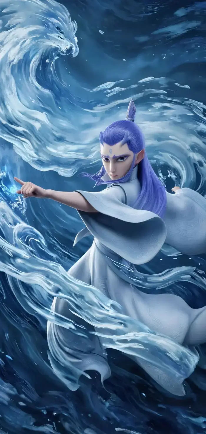 Ngao bính anime hình tượng thần long uyển chuyển giữa biển khơi