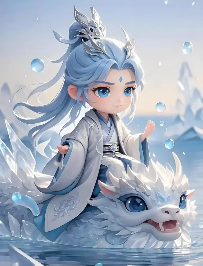 Ngao bính anime tiểu long thần đáng yêu giữa băng tuyết lung linh
