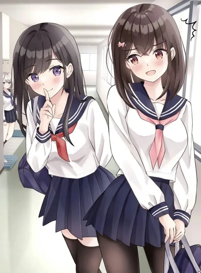 Nữ sinh anime dễ thương hình vẽ hoạt hình nhật bản tinh nghịch