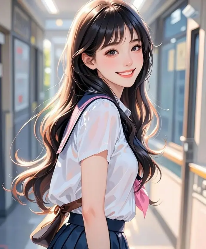 Nữ sinh anime dễ thương tươi tắn vẻ đẹp trong sáng hồn nhiên