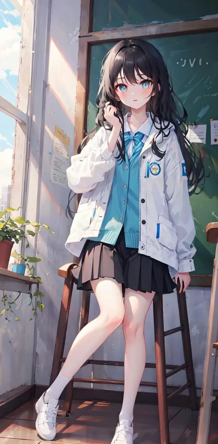Nữ sinh anime dễ thương xinh xắn học trò nhật bản đáng yêu