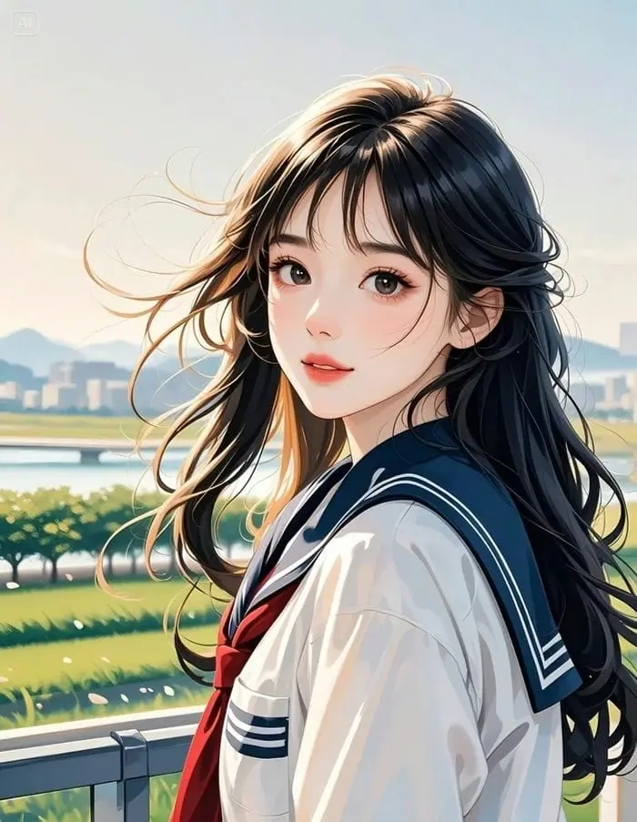 Nữ sinh anime xinh tươi vẻ đẹp ngọt ngào đáng yêu