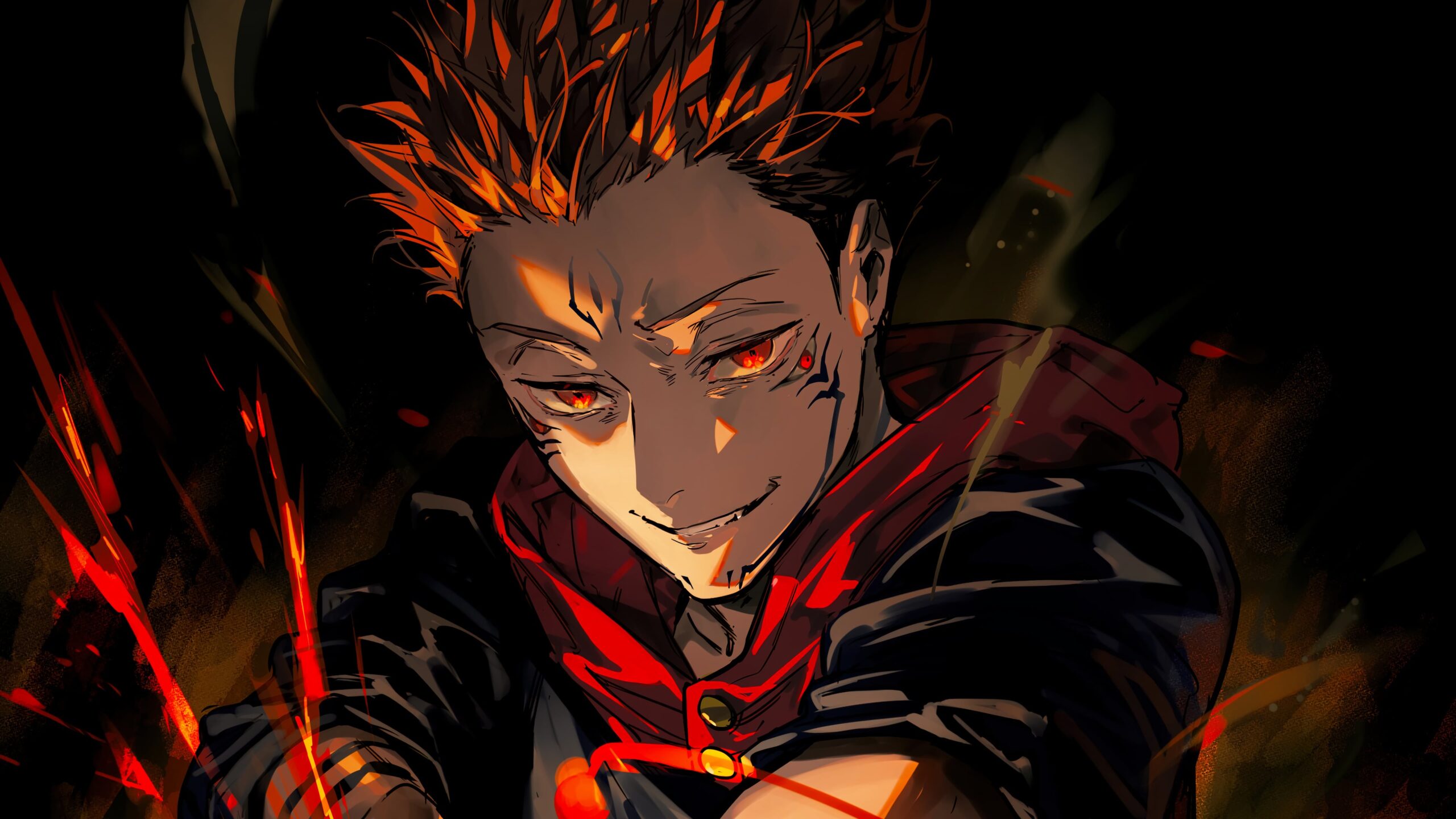 Sukuna ryomen với ánh mắt sắc bén đầy quyền lực trong hình ảnh anime jujutsu kaisen