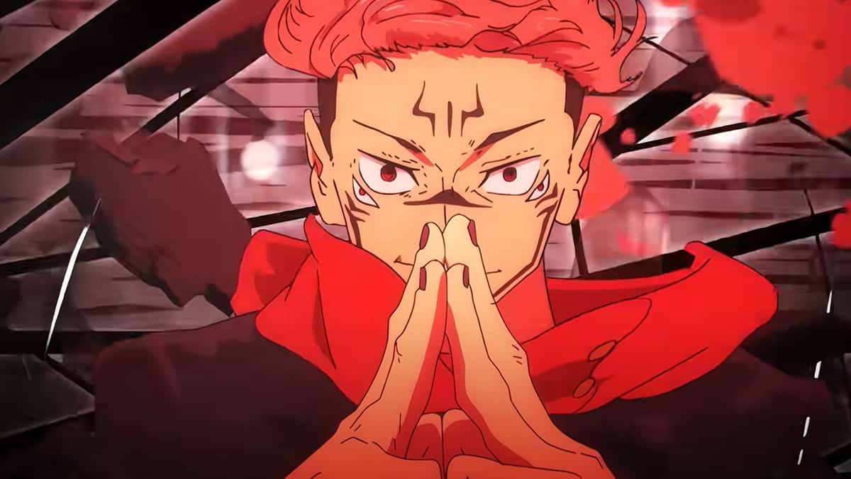 Sukuna ryomen với biểu cảm dữ tợ trong jujutsu kaisen thể hiện sức mạnh áp đảo