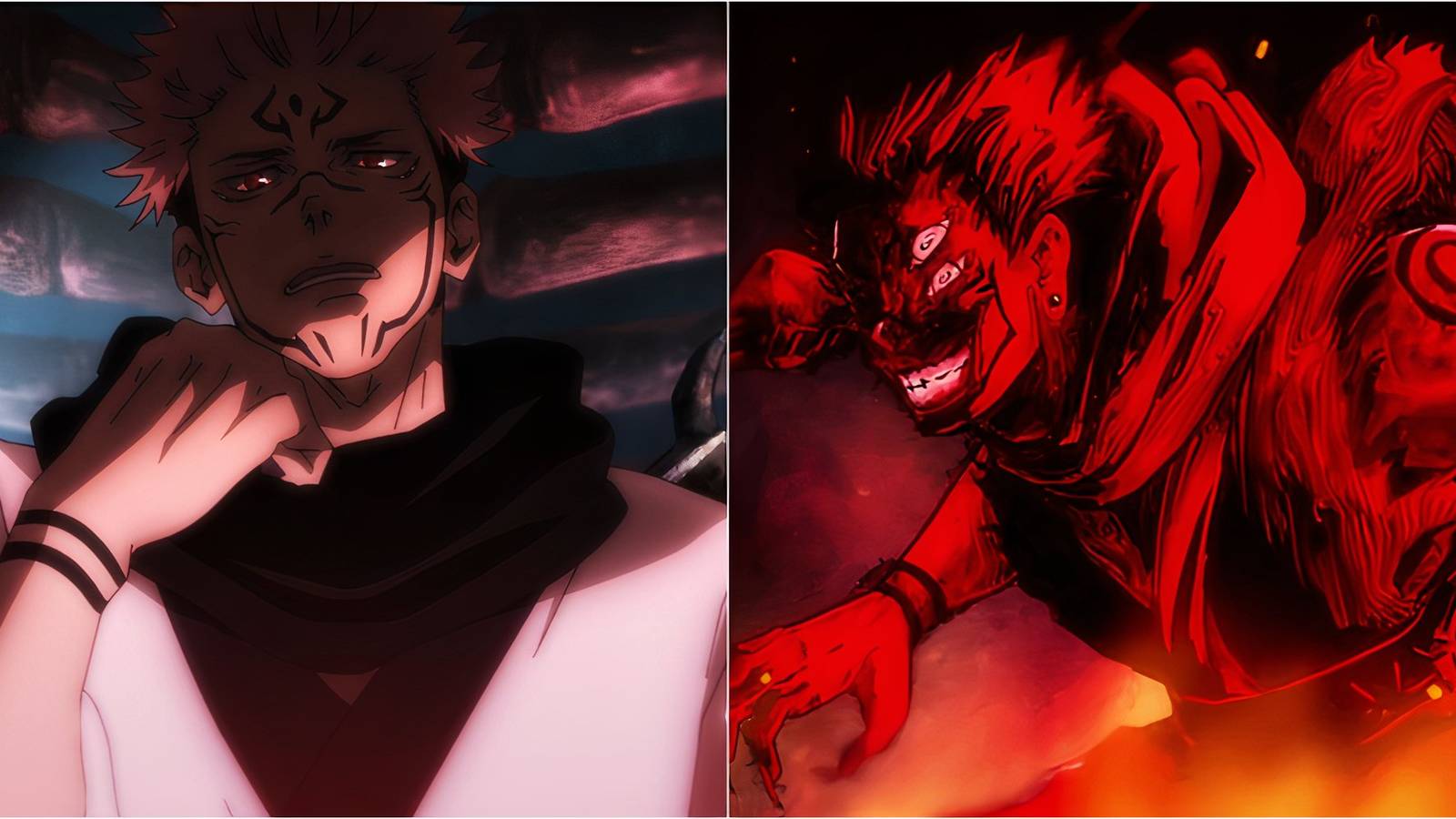 Sukuna ryomen với hai hình thái khác nhau trong jujutsu kaisen thể hiện sức mạnh áp đảo