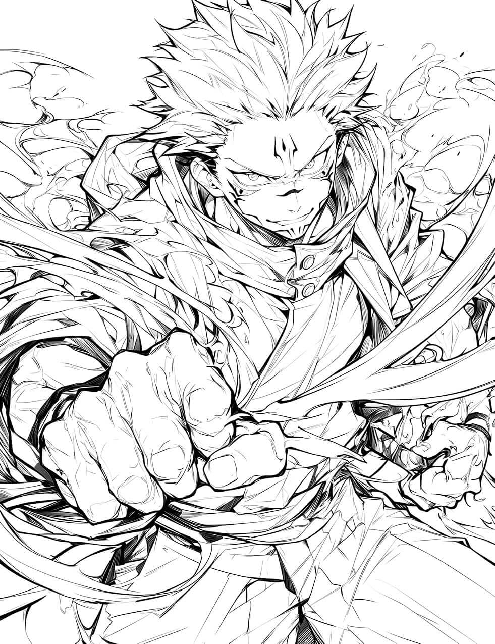 Sukuna ryomen với sức mạnh khủng khiếp thể hiện qua hình ảnh anime đầy khí thế và ma mị