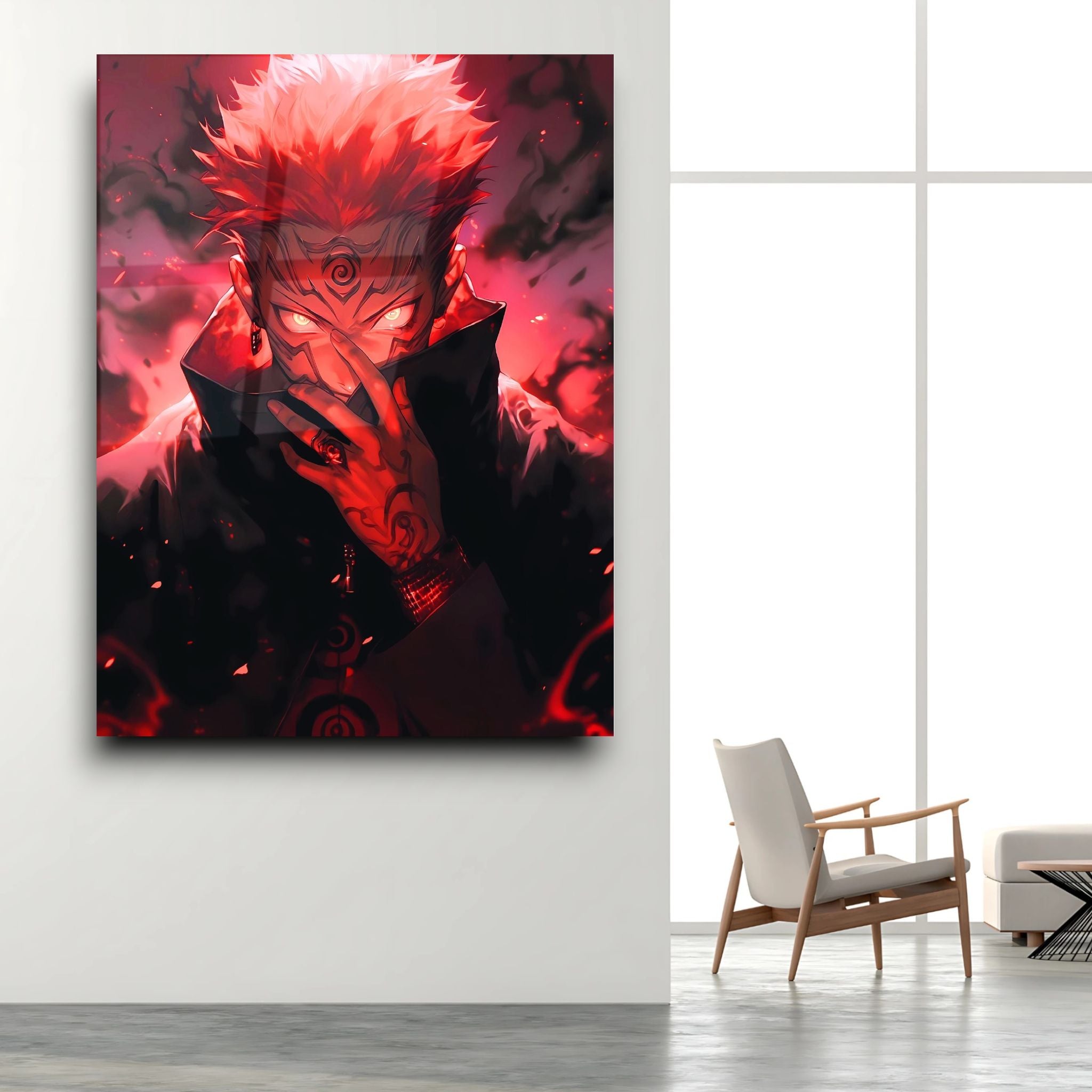 Sukuna với ánh mắt sắc lạnh cùng tạo hình ma quái trong bộ ảnh anime jujutsu kaisen ấn tượng