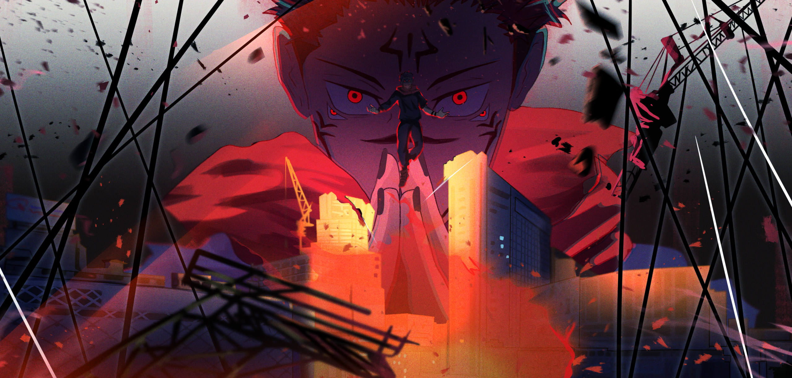 Sukuna với sức mạnh hủy diệt kinh hoàng hiện diện trong hình ảnh anime đầy ấn tượng