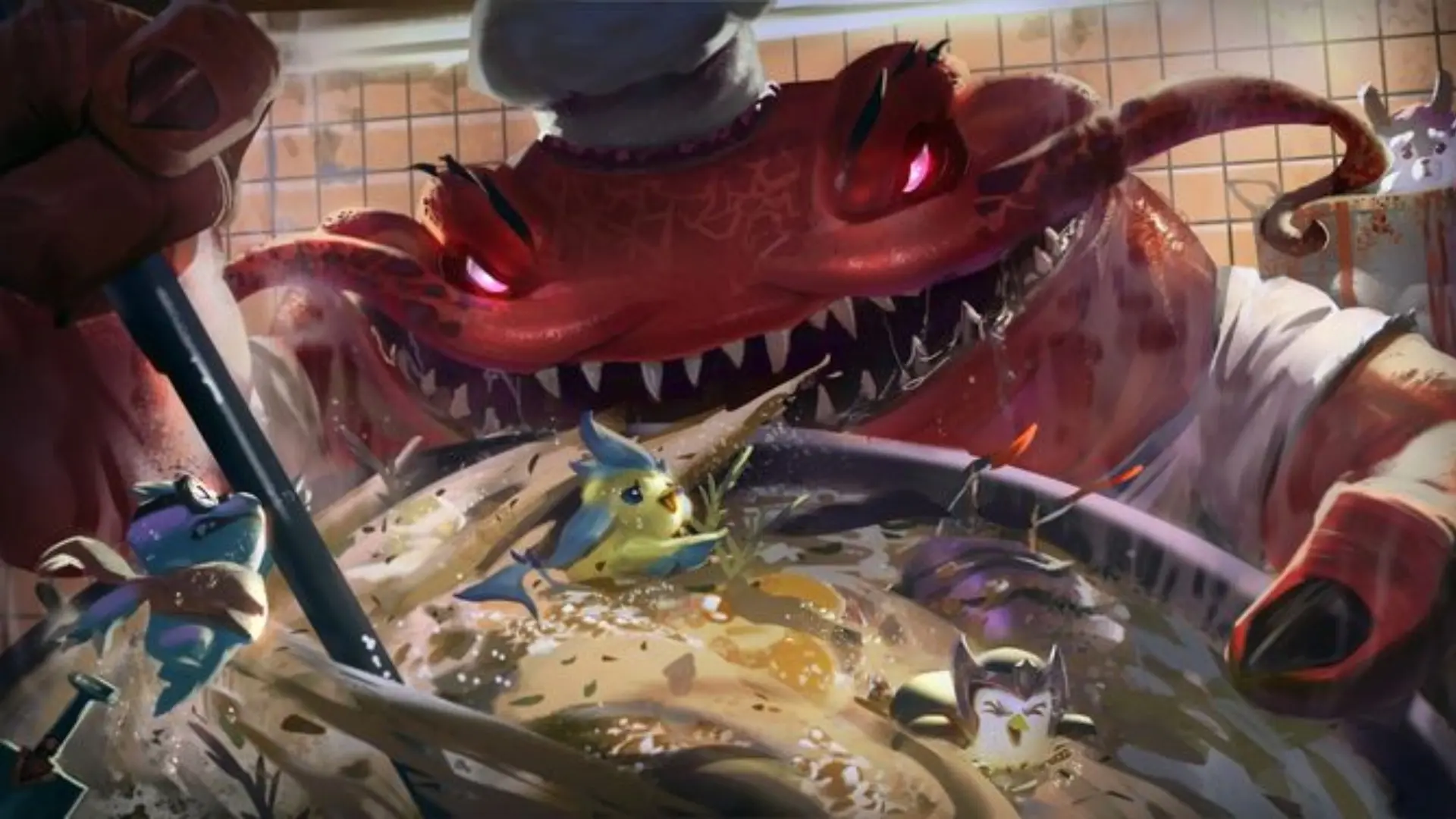 Tahm kench đầu bếp hình nền quái vật sông runeterra ấn tượng