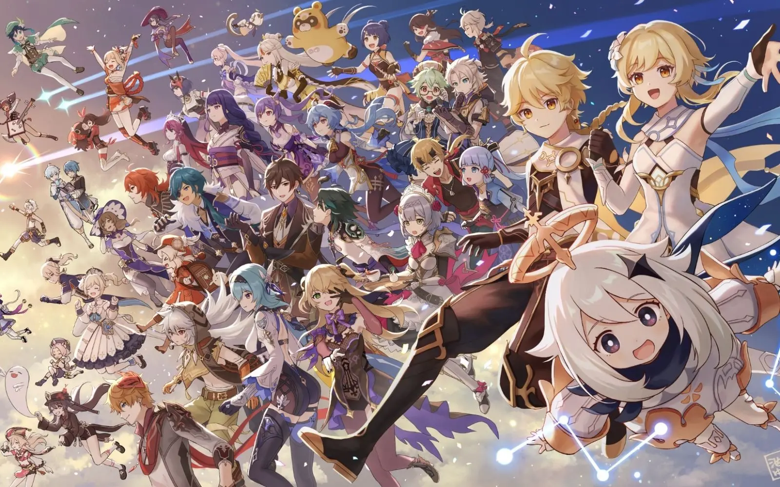 Ảnh anime genshin impact đội hình anh hùng teyvat rực lửa chiến trường