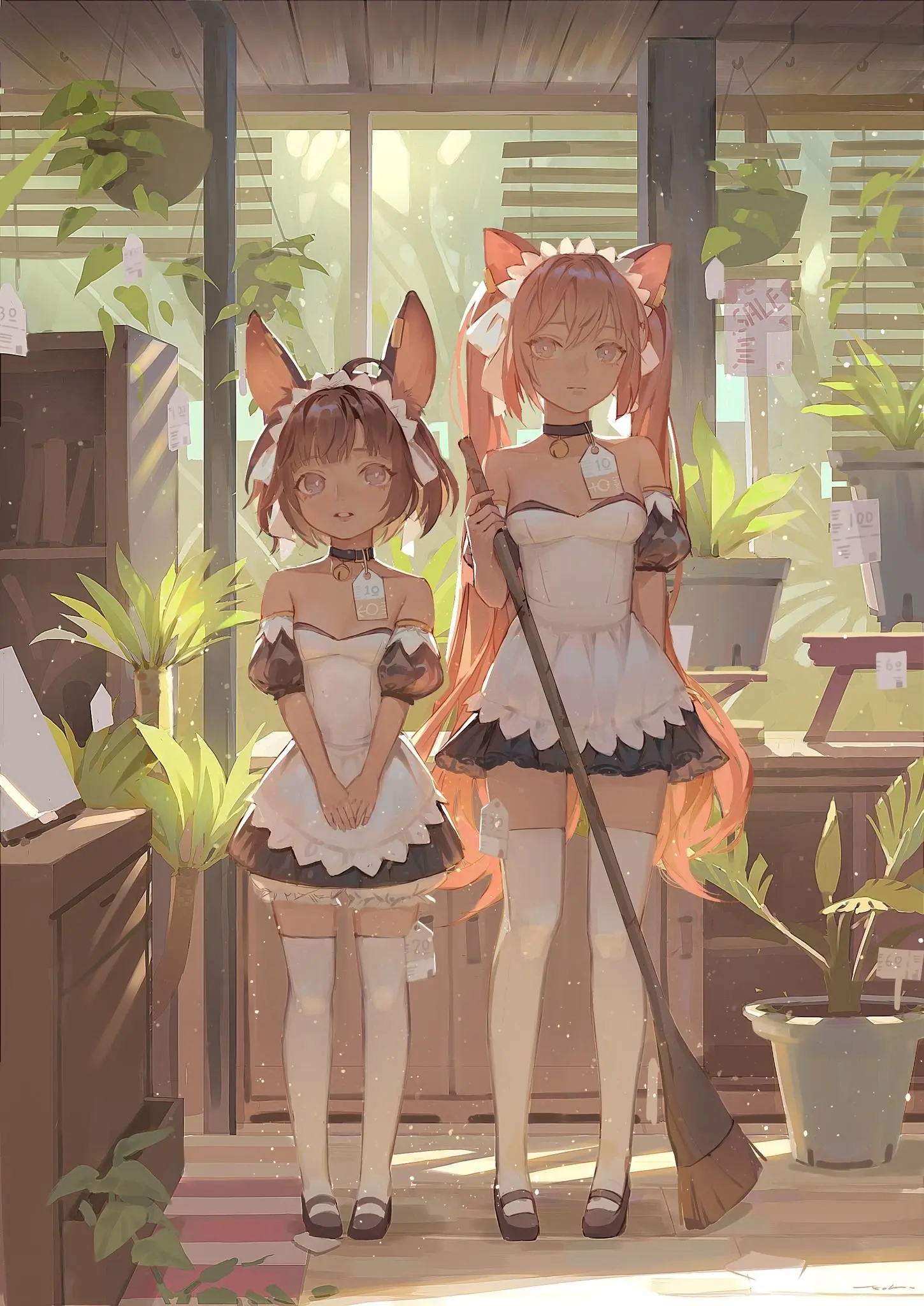 Ảnh anime hầu gái dễ thương quét sạch căn phòng ấm áp