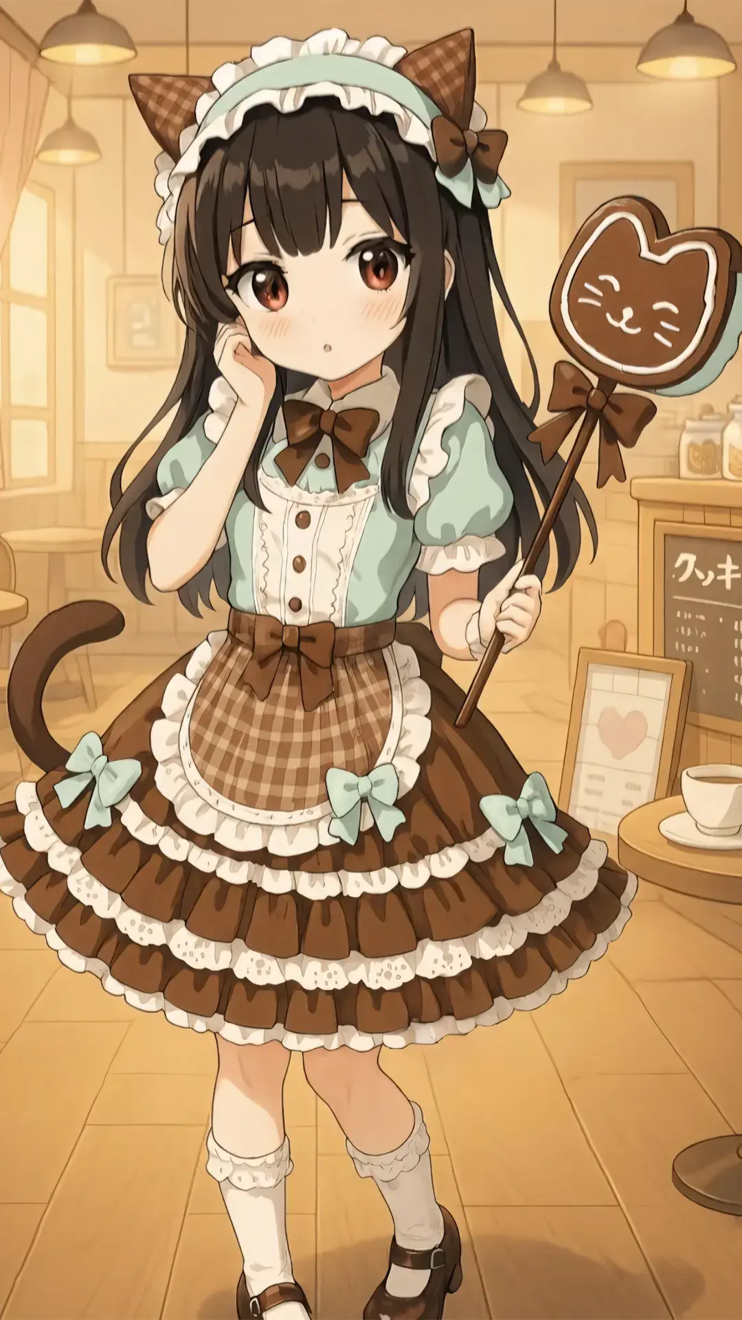 Ảnh anime hầu gái dễ thương với chiếc bánh quy ngọt ngào