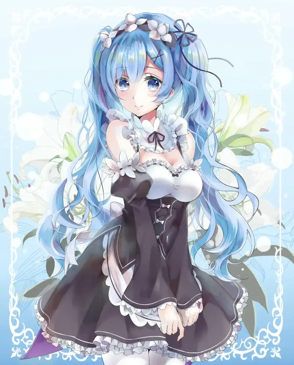 Ảnh anime hầu gái rem dễ thương trong đồng phục xinh đẹp