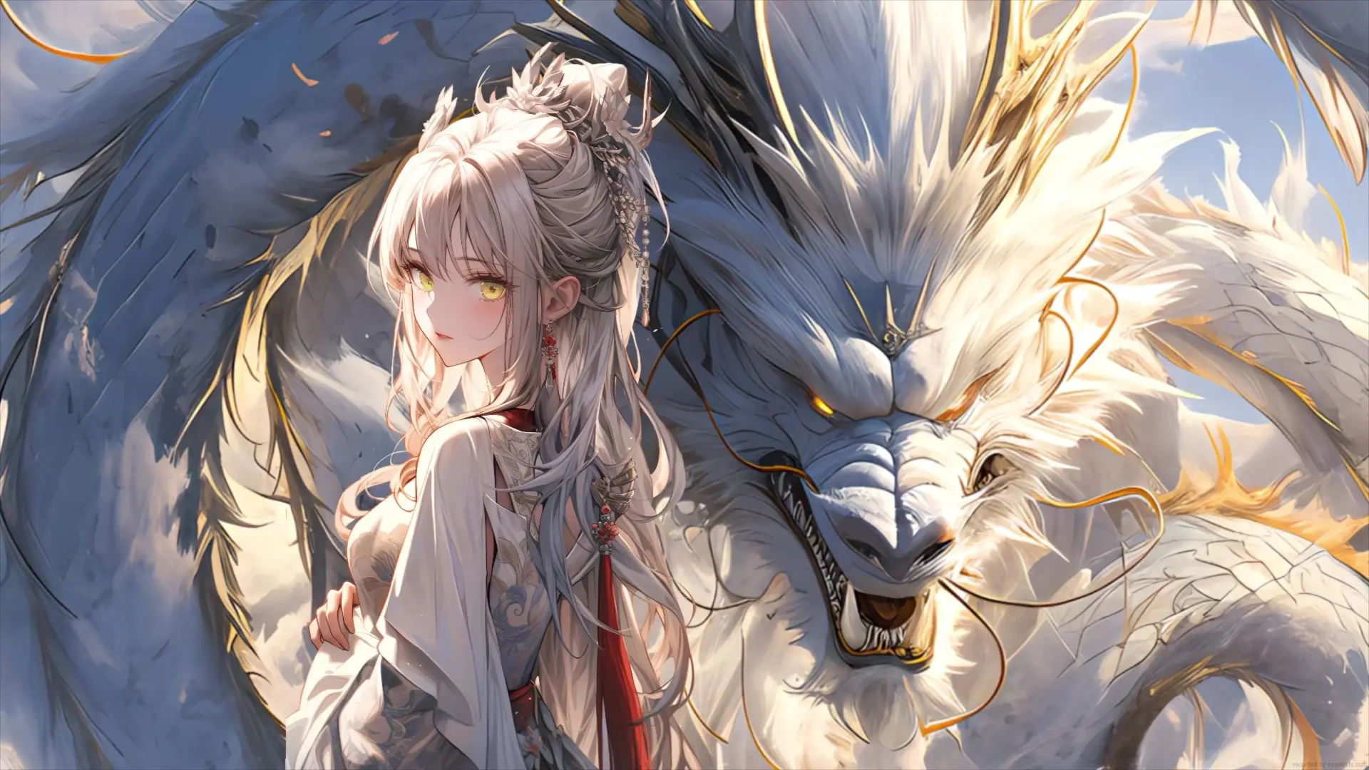 Ảnh rồng anime kiêu hãnh bên nàng tiên nữ thanh lịch