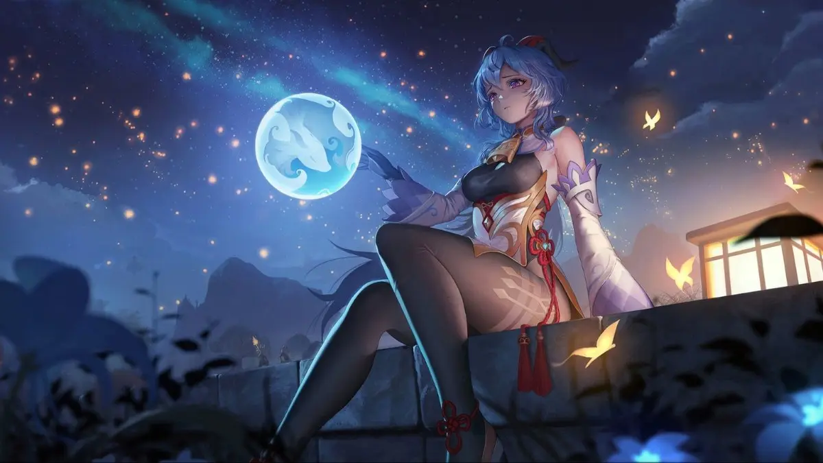 Ayaka ngắm trăng in ảnh anime genshin impact