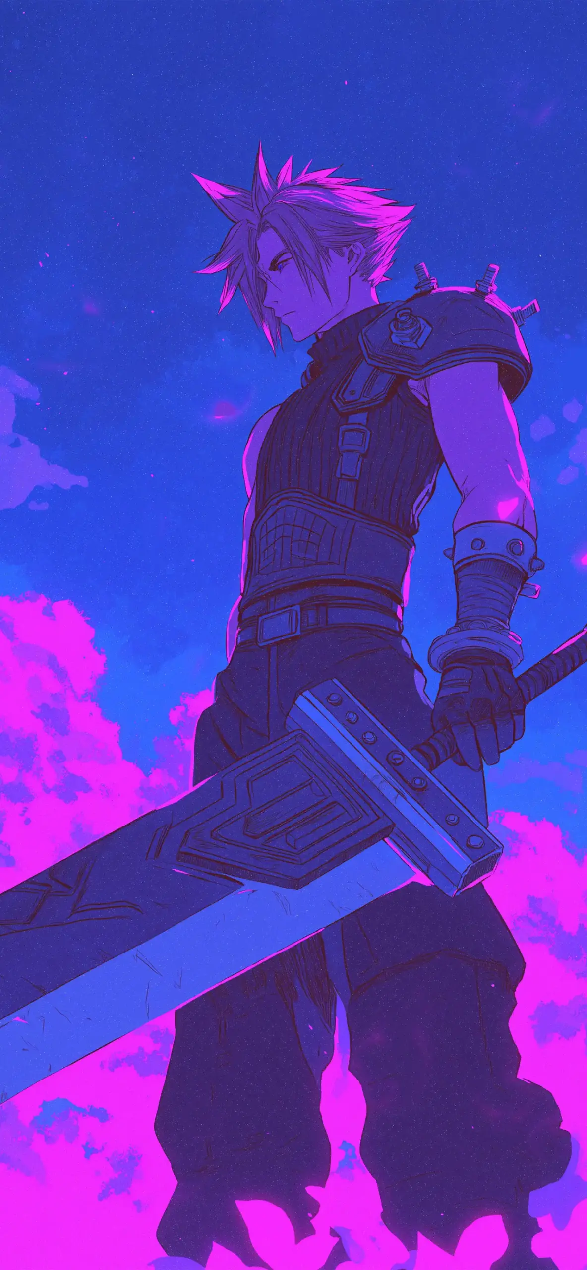 Cloud strife anime fanart kiếm buster sword
