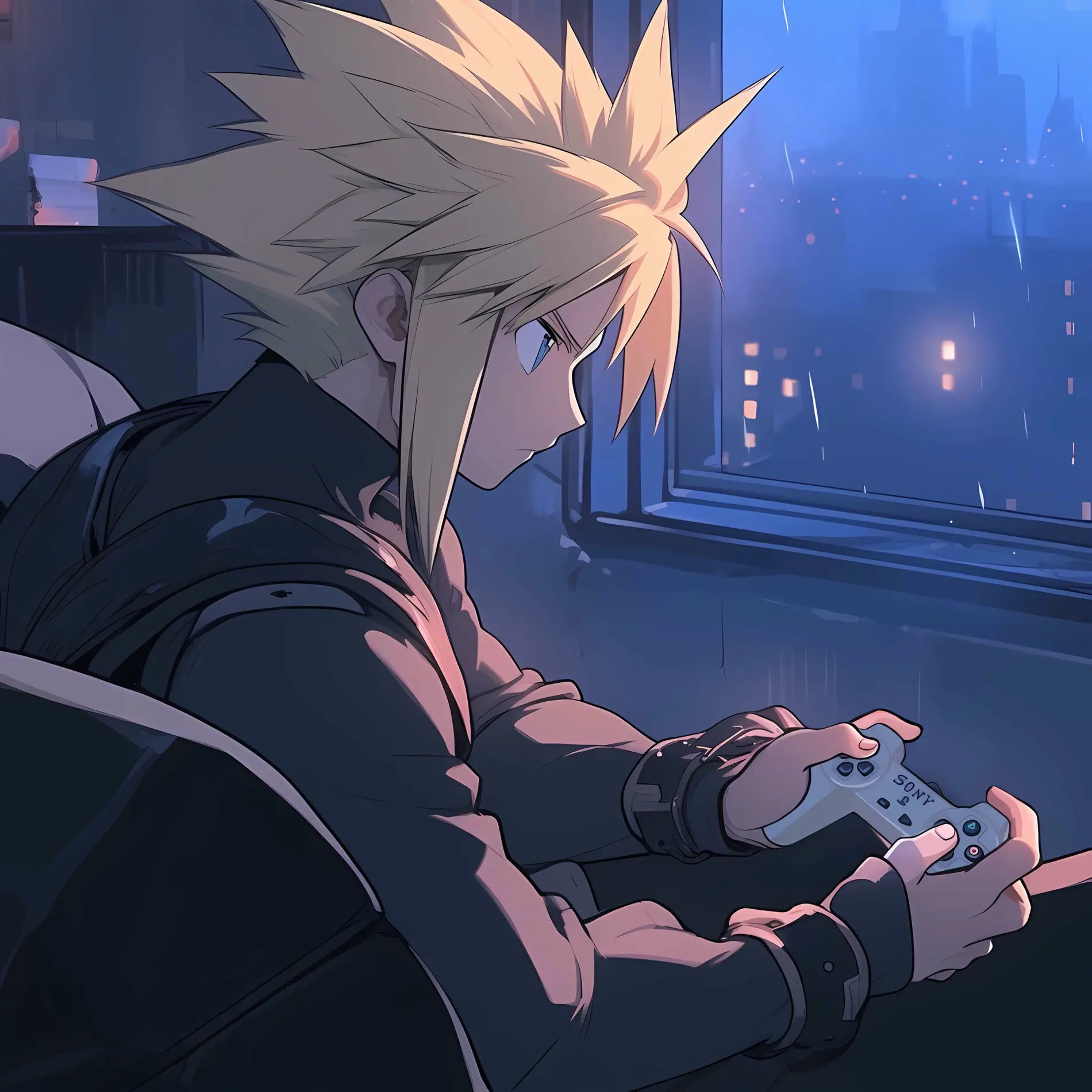 Cloud strife đêm thành phố fanart tuyệt vời