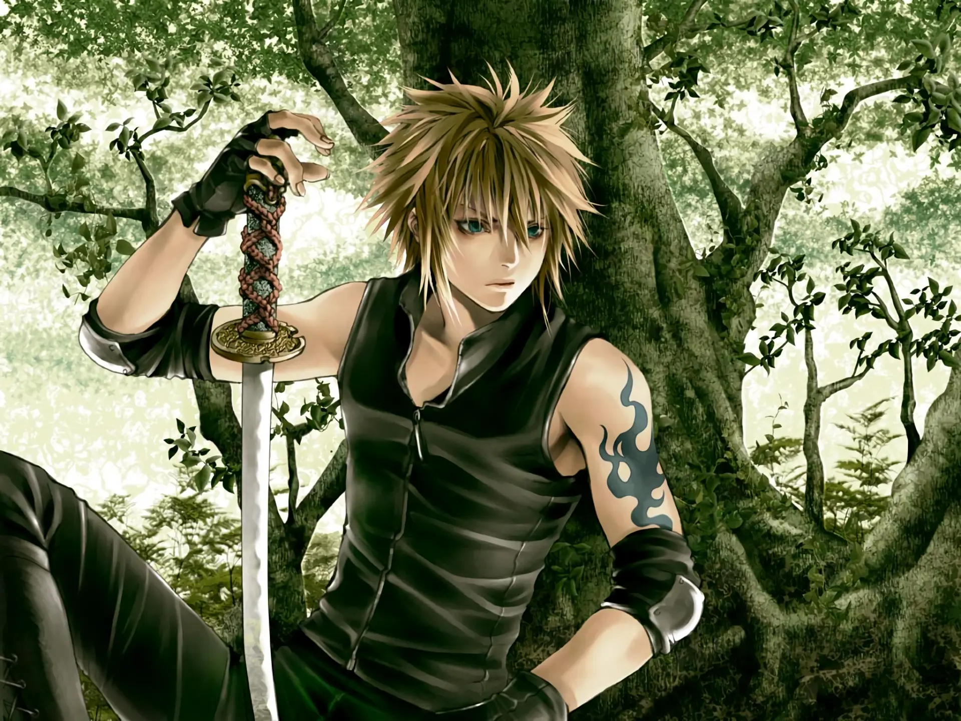 Cloud strife trong rừng xanh mướt fanart