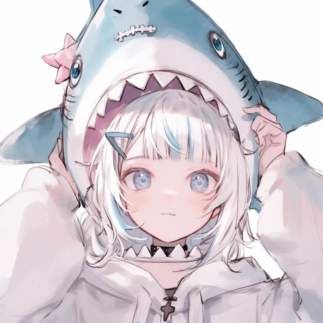 Cô gái anime đáng yêu trong bộ trang phục cá mập