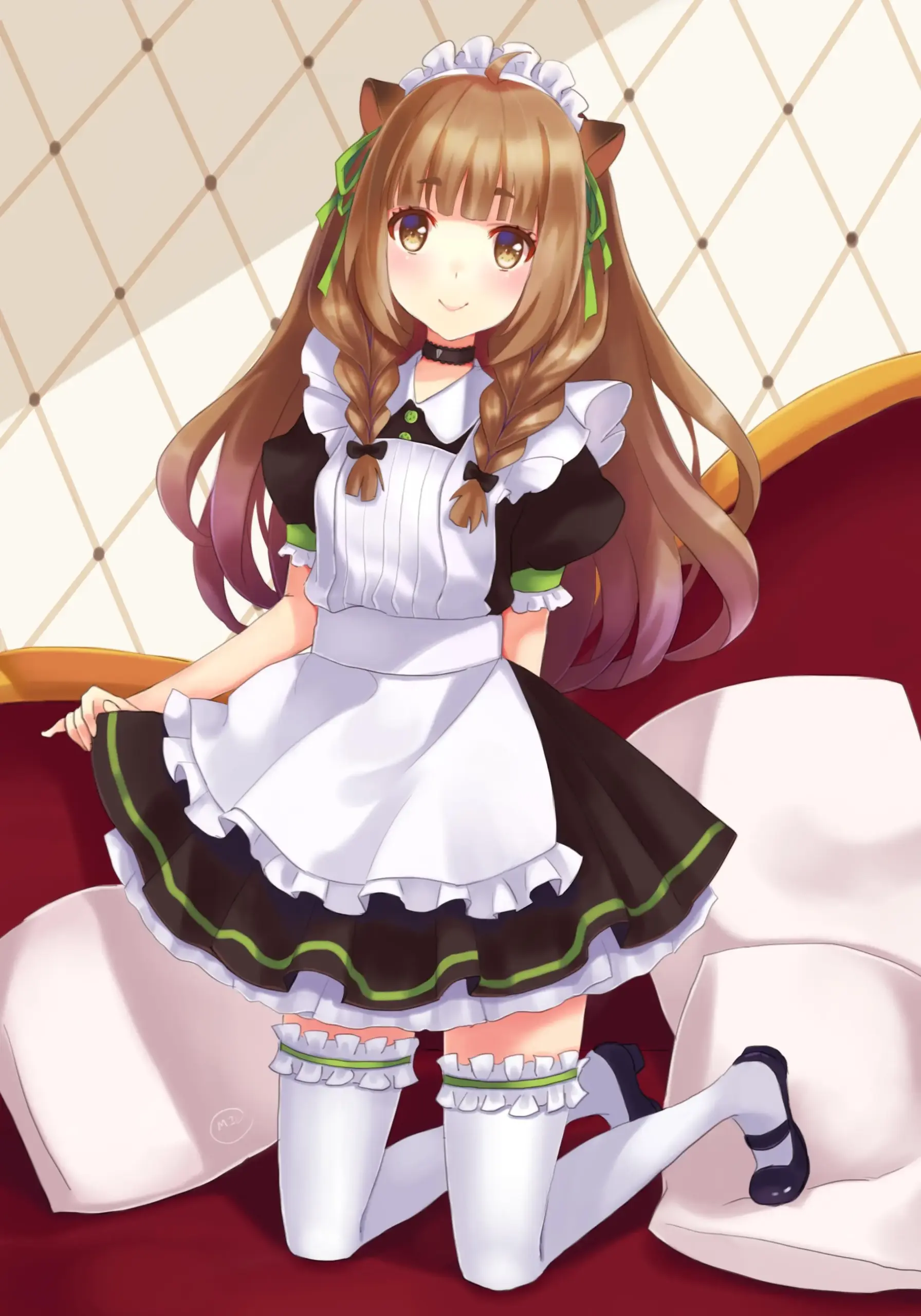Cô gái anime dễ thương trong đồng phục hầu gái