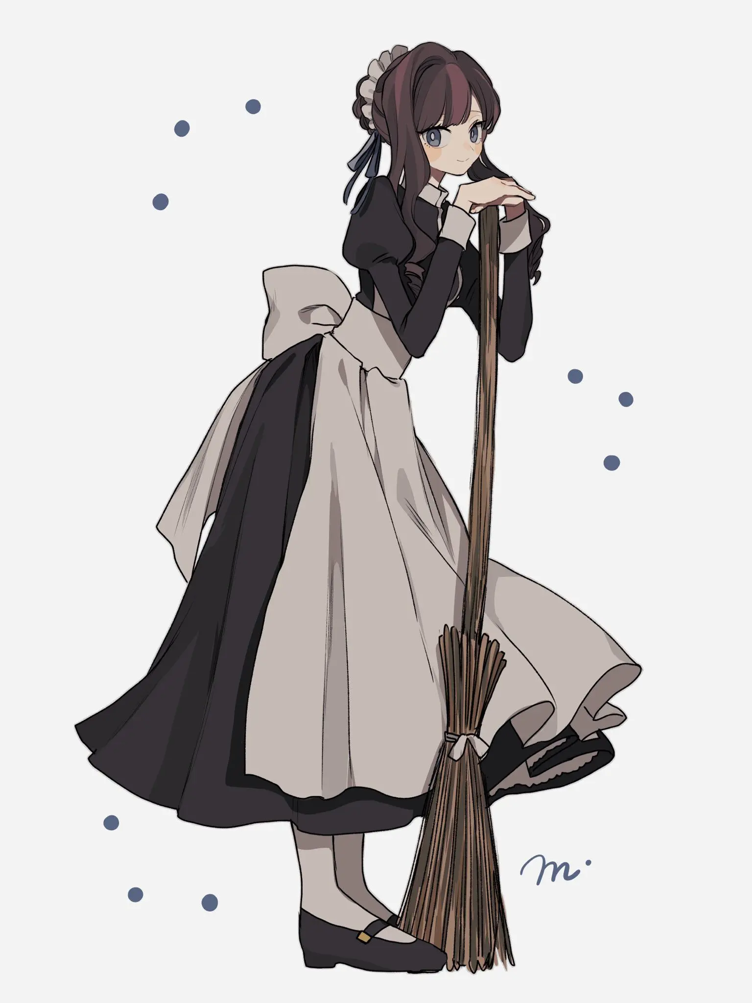 Cô gái anime dễ thương trong đồng phục người hầu