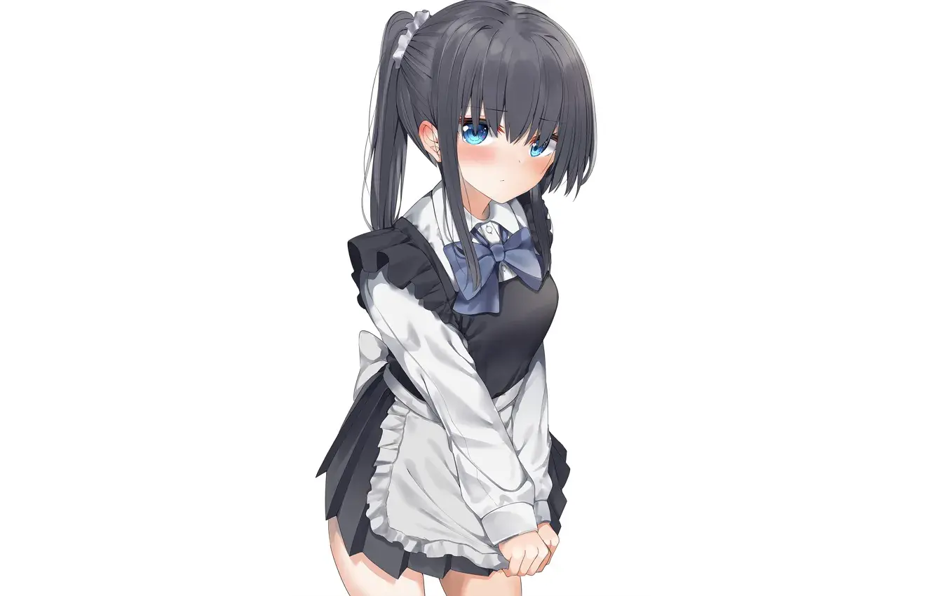 Cô gái anime dễ thương trong đồng phục nữ quản gia