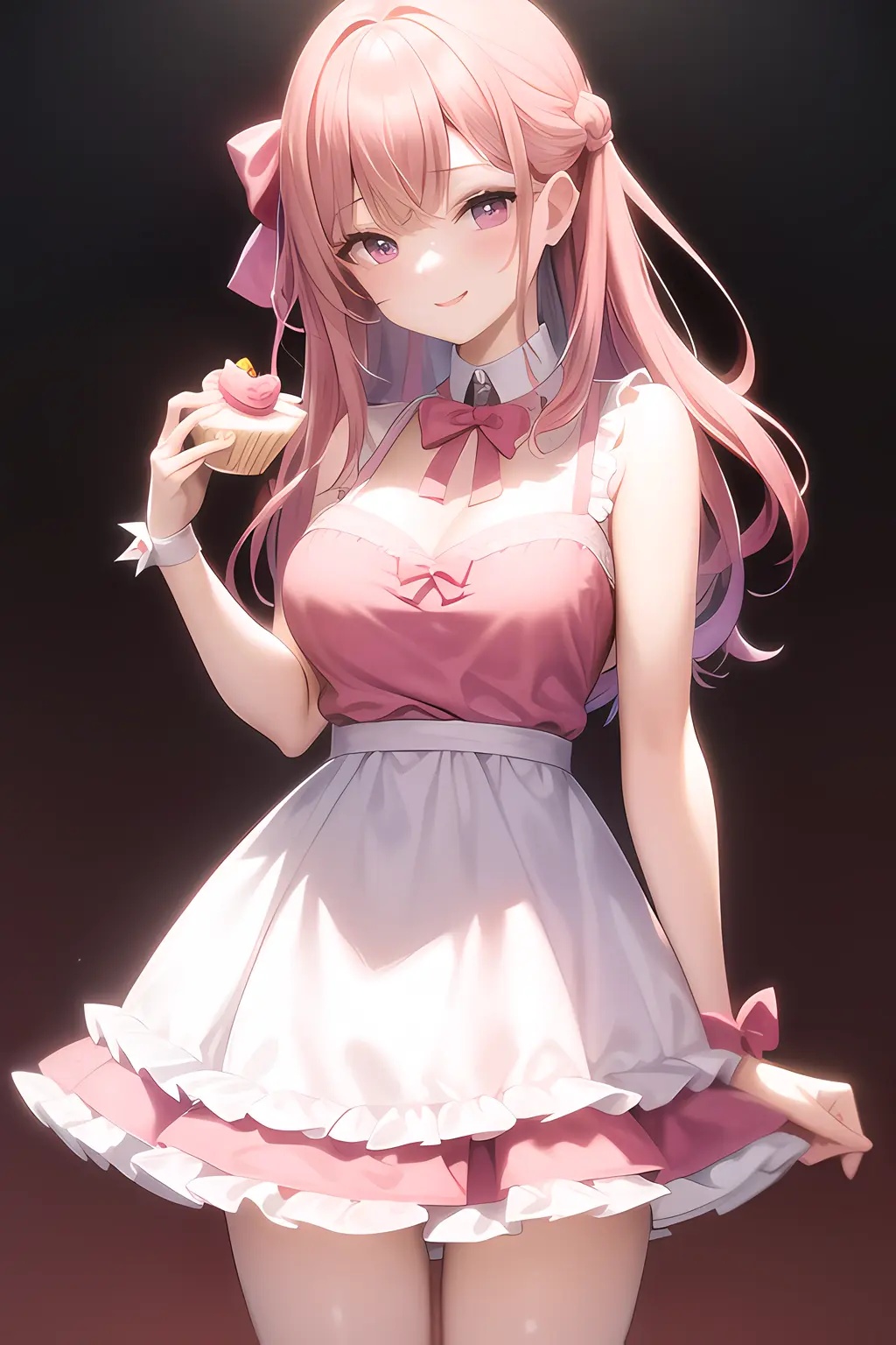Cô gái anime dễ thương trong đồng phục nữ quản gia