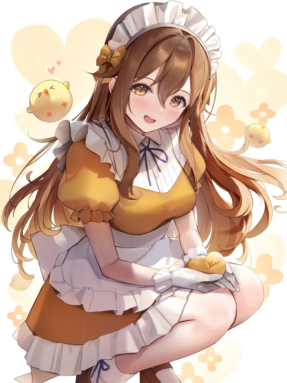 Cô gái anime dễ thương trong đồng phục nữ quản gia