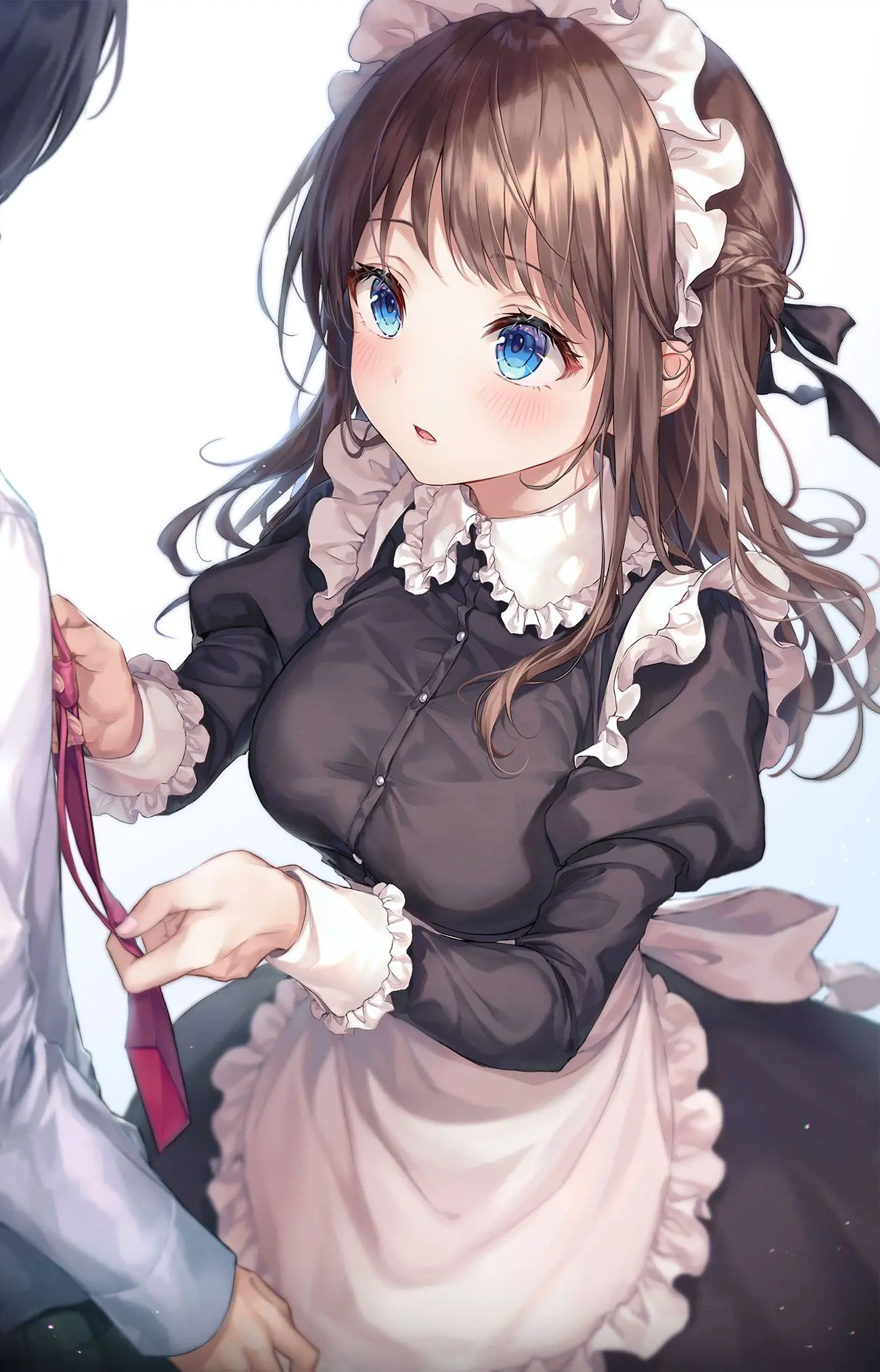 Cô gái anime dễ thương trong đồng phục nữ quản gia