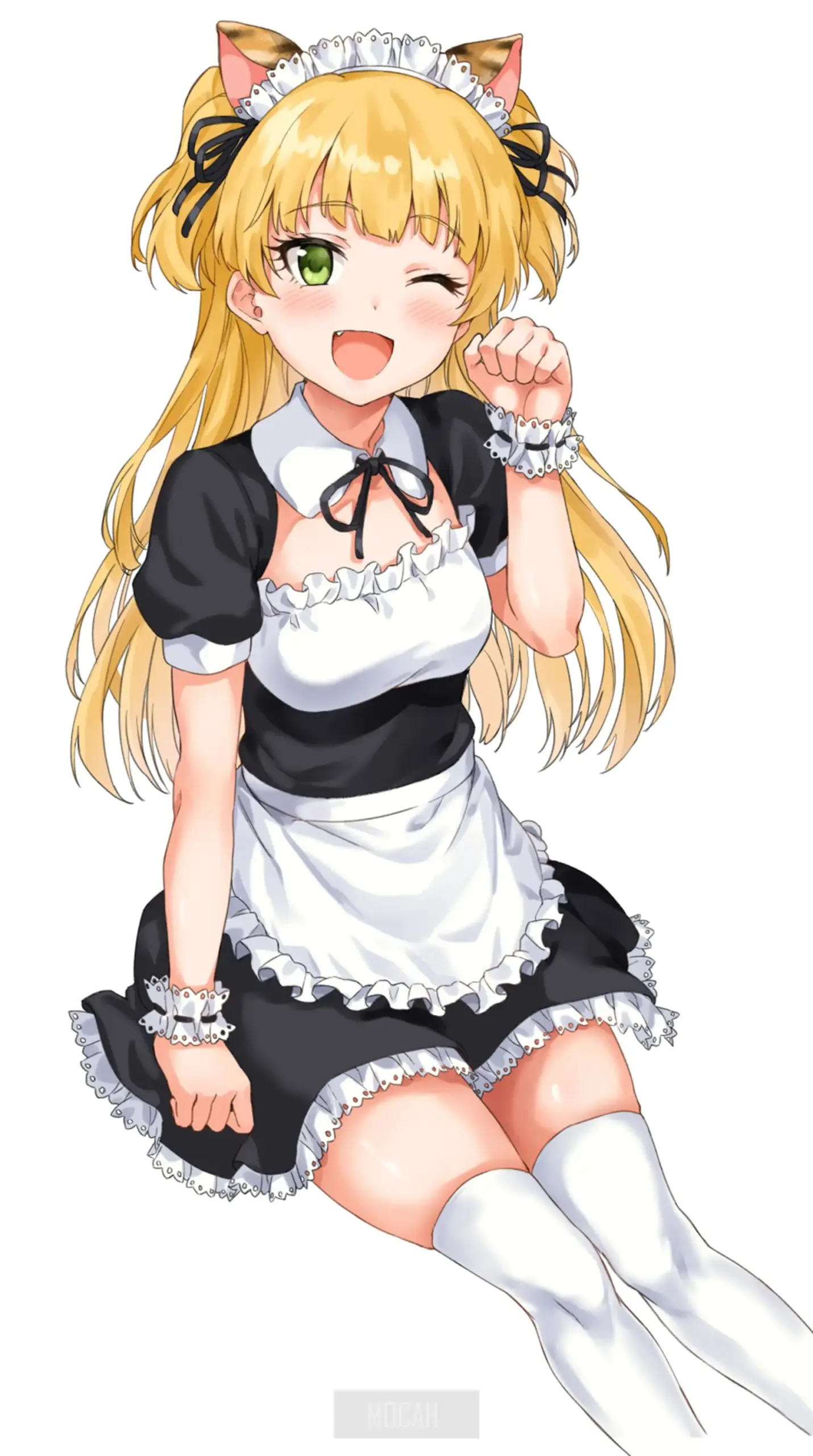 Cô gái anime dễ thương trong đồng phục nữ quản gia